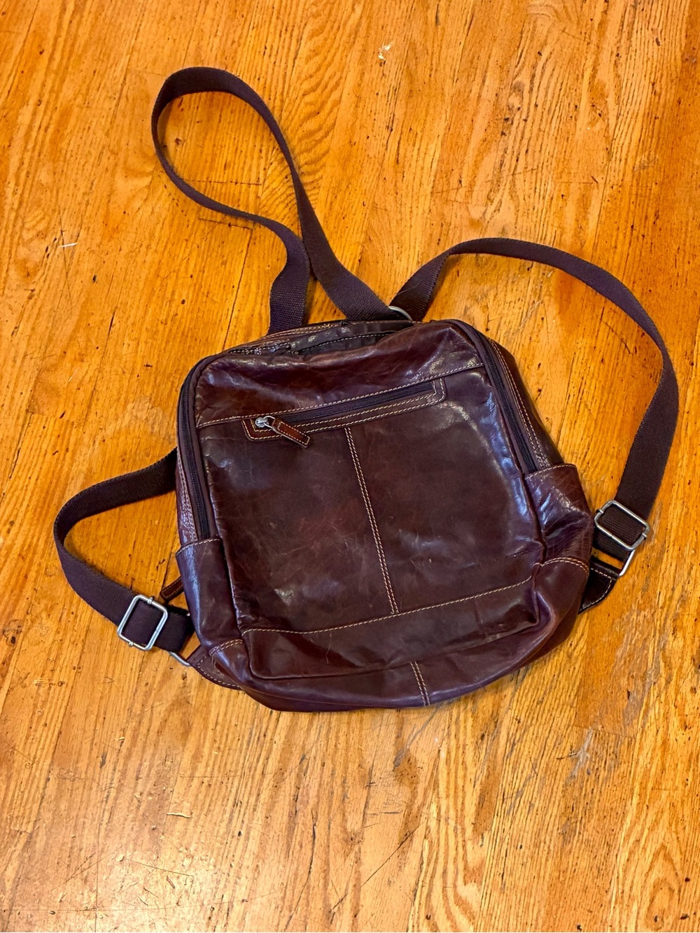 Men's Brown Leather Crossbody Backpack - Classic Everyday Carry